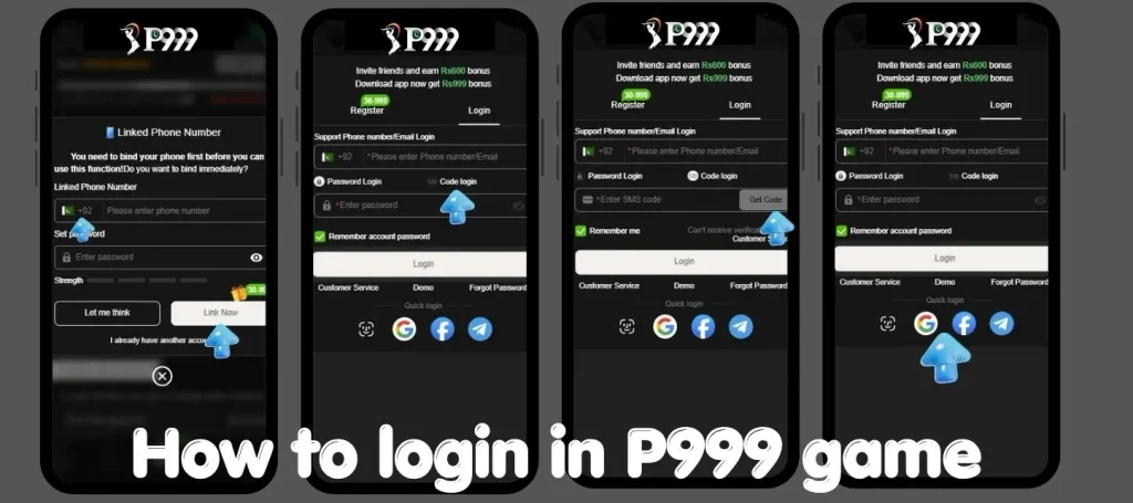 login in p999 game with steps