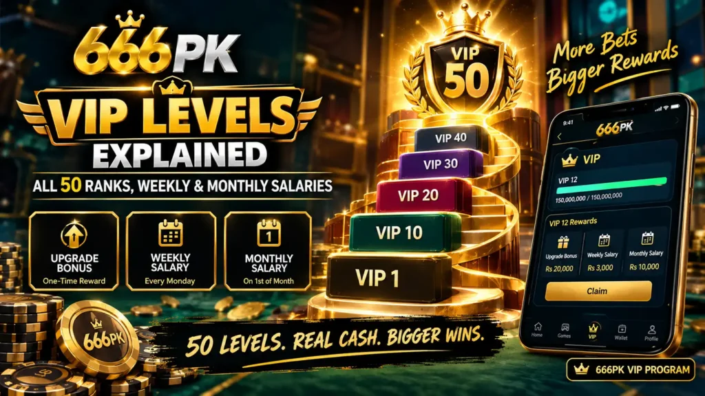 666PK VIP Levels explained with all 50 ranks, weekly salary and monthly salary