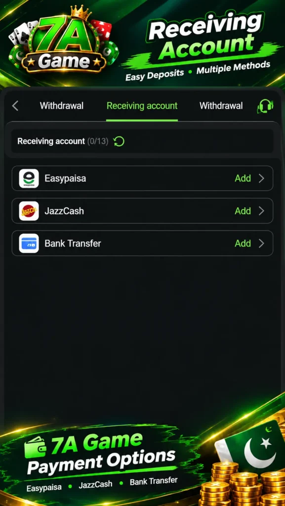 7a-game-withdrawal-reciving-account