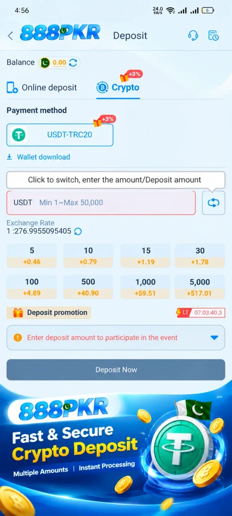 888pkr game Deposits methods