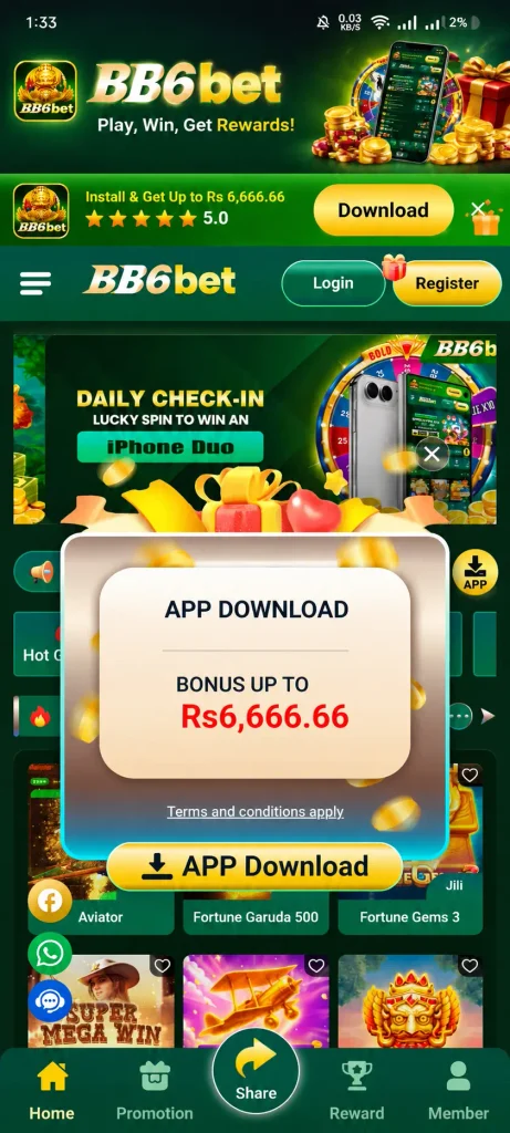 bb6bet game app download bonus