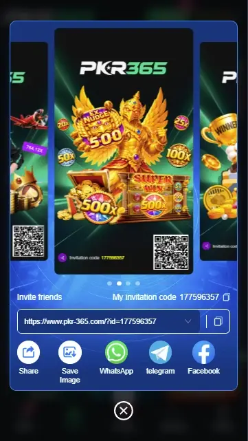 pkr365 game app referral screen 