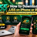 JJ55 iPhone Login feature image showing JJ55 iOS download, installation, and account login on iPhone and iPad