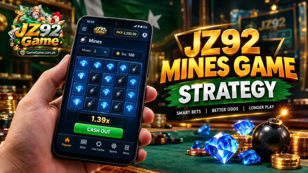 JZ92 Mines Games strategy guide covering the Mines grid, betting strategy, multiplier math, and bankroll management.