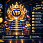 SLOTSTAKE VIP1 to VIP25 infographic showing VIP levels, rewards, benefits, progression staircase, mobile VIP dashboard, and cumulative betting requirements.